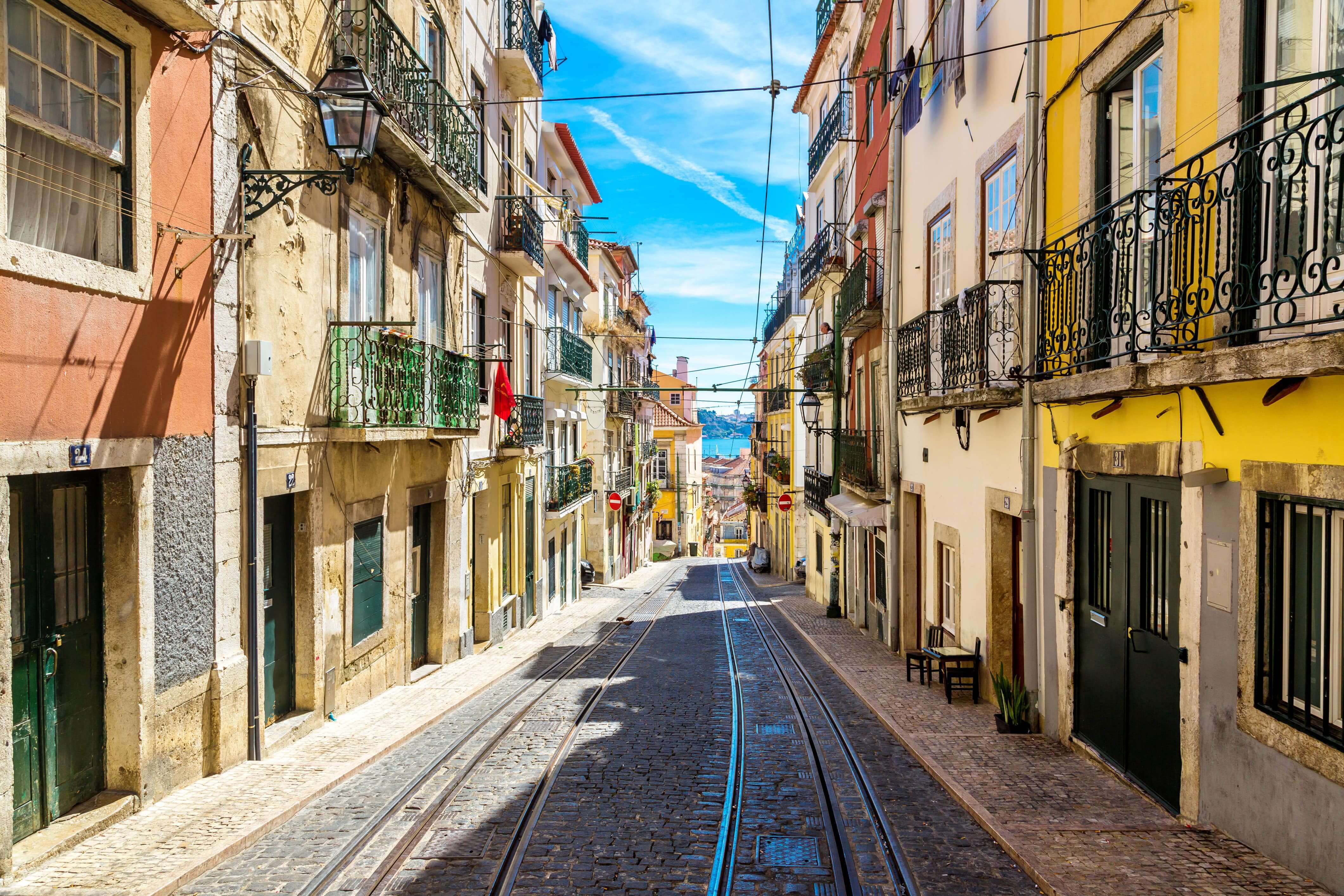 Old Lisbon street in a beautiful summer day